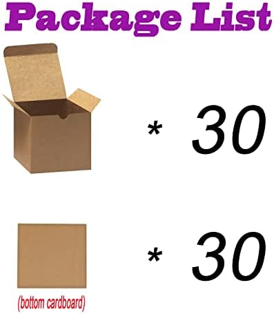 Bonfasvo Boxes de presente 30 pacote 4x4x4 polegadas marrom dobro de papel kraft caixas de papel proposta de damas de honra