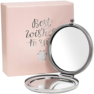 GOGOZPXY Gift Birthday para o melhor amigo - Idéias de presente de aniversário Silver Compact Mirror Gravado Best Wishation For