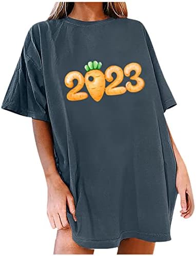 Tops femininos 2023 Carta engraçada Prinha camisetas casuais solteiras Bunny Graphic T Cirtas de verão túnicas de grandes