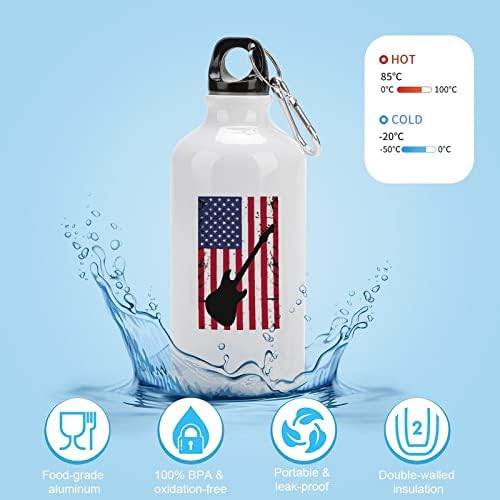 Garrafas de água de alumínio da bandeira americana de guitarra com caneca de viagem de garrafa esportiva reutilizável