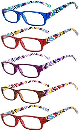 Owl Readers 5 pacote de óculos elegantes que lendo com belos padrões para senhoras de luxo de primavera