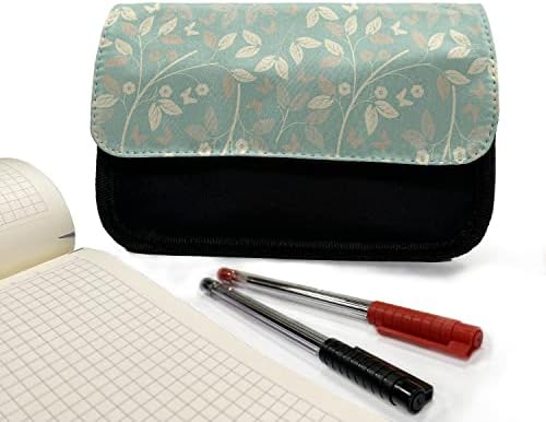 Caixa de lápis de marfim e bege lunarable, folha de margarida de mola, bolsa de lápis de caneta com zíper duplo, 8,5 x 5,5, multicolor