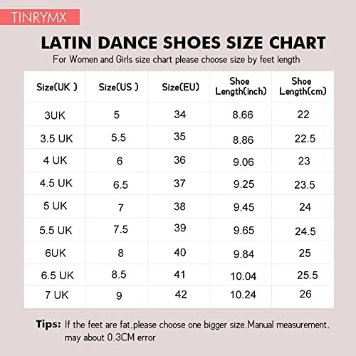 Tinrymx Sapatos de dança latina feminina Salsa Cha-cha Cha Cha Sapatos de dança Profissional, Modelo-EM217