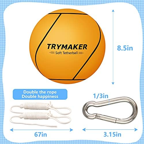Trelaker Tetherball, Bolas de corda e corda para crianças, Tetherball de reposição para adultos quintal ao ar livre