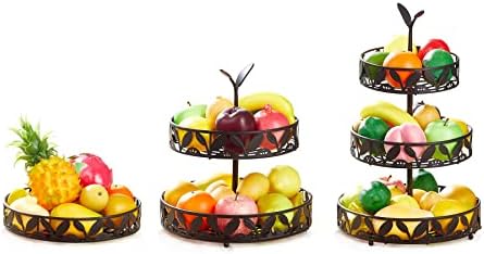 OUSEEen 3 cesta de frutas de camada para cozinha, suporte de tigela de frutas, cestas de armazenamento de frutas destacáveis ​​representam os balcões de bancada de cozinha mesa de jantar