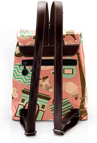 Mochila VBFOFBV para Mulheres Daypack Laptop Backpack Bolsa Casual de Viagem, Padrão de Viagem de Cartoon Torre Eiffel