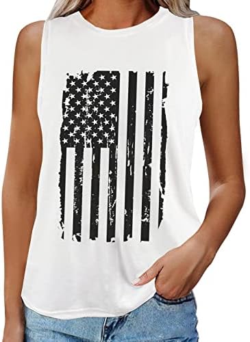 Miashui Belly Tops para mulheres Sunflower USA Flag de tanques impressos de tanques fofas Treina fofa de fitness tee