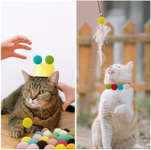 Blmhtwo 50pcs Bolas de brinquedo de gato, bolas de gato de gato macio pom pom bola de gato de gato bola de gato de gatinho leve brinquedos interativos para gatinhos internos cachorros tocam suprimentos de bola de exercícios