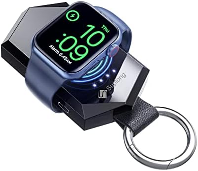 Carregador sem fio portátil supplong para Apple Watch, Charger Iwatch de 1000mAh 1000mAh Black [design de chaveiro, porta USB C] Compatível com Apple Watch Series 8/7/6/5/4/3/3/se/Ultra