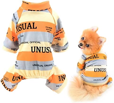 Smalllee_lucky_store Roupas de animais de estimação pijamas de cachorro listrado multicolorido PJS de algodão PJS para