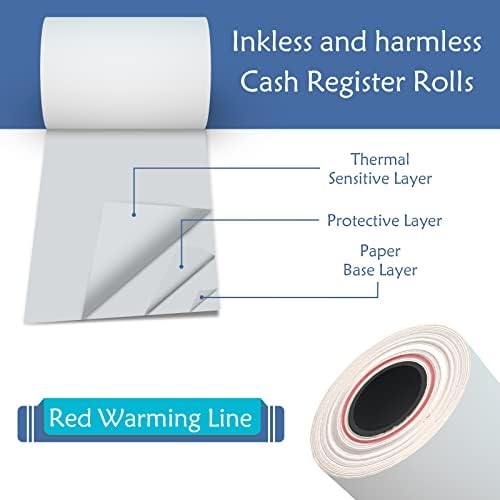 Besteasy térmico Rolls de 3-1/8 x 119 'Papel de recibo térmico, impressora térmica Cash Cash Roll Paper Pos 50 Rolls Total