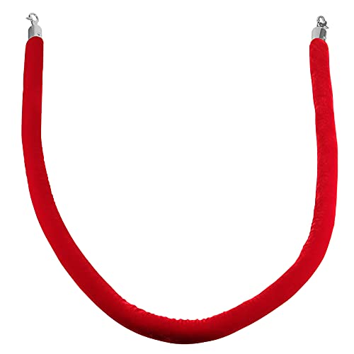 Sheutsan 4 pacote 6,6 pés 1-1/4 polegadas diâmetro. Corda de veludo vermelho com ganchos de prata de aço inoxidável, corda de