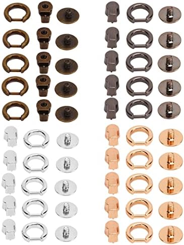 D parafuso do ringue de anel, alta dureza 4 cores liga de ferro redonda cabeça prata prata preto anel de bronze rebite 20pcs para bolsa