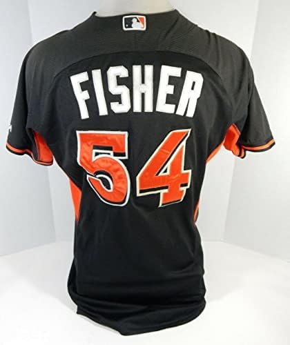 Miami Marlins Ryan Fisher #54 Game usou Black Spring Training Jersey - Jerseys MLB usada para MLB