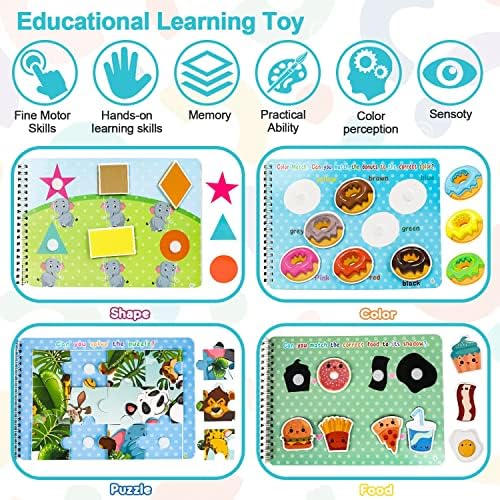 Livro de Toy Life Ocupado, Atividades de Aprendizagem Preschool, 2 Livro Ocupado da Criança com 32 páginas, Materiais de Aprendizagem Sensorial do Autismo, Pré -escolar Montessori Aprendendo brinquedos para crianças mais de 3 anos, livros tranquilos para meninos e meninas