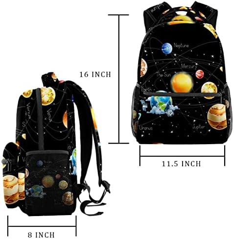 Planetas no Universo Backpacks Boys Girls School Book Bag Travel Caminhando Camping Daypack Rucksack