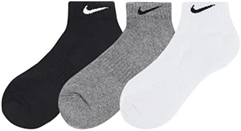 Almofada de 3 pacote de 3 pacote masculino da Nike Meias de treinamento de baixo corte SX7670-964 Branco cinza preto