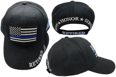 Ventos comerciais EUA Linha azul fina a polícia aposentada Oficial veterano Black Borderderd Hat Caput