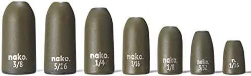 Nako. 10 pesos de minhocas de tungstênio, pesos de bala de tungstênio para pesca de robal