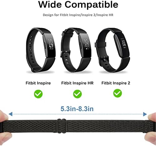 4 Pacote Fitbit ajustável Inspire 2 bandas, compatíveis com Fitbit Inspire 2 / Inspire HR / Inspire, tecido de nylon de loop macio tiras de reposição elástica respirável para homens