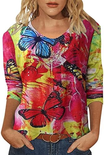 Camisa para mulheres mangas curtas senhoras de verão redondo de pescoço redondo impressão botânica de manga longa solta tops fofos para