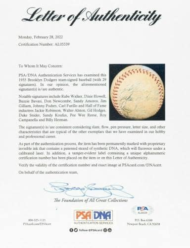 1955 Brooklyn Dodgers W.S. A equipe do Champs assinou o beisebol Jackie Robinson JSA CoA - Bolalls autografados
