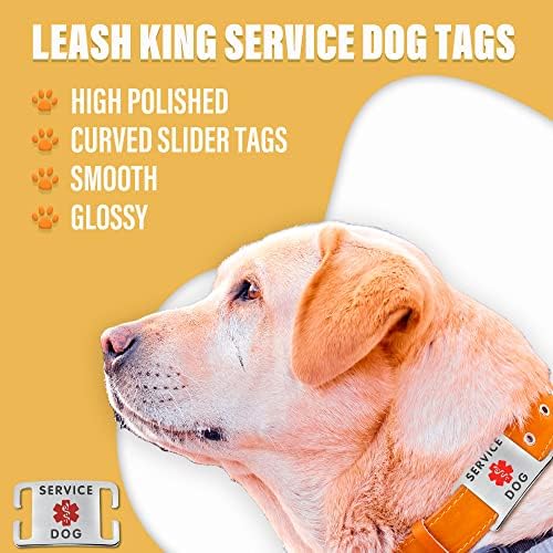 Tags de cão de serviço de coleira king - deslize no colarinho de cachorro ou arnês de maneira rápida e segura - sem ruído aço