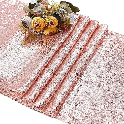 Corredores de mesa de lantejoulas de ouro rosa- 12 x 72 polegadas Glitter Rose Gold Gold Runner-Rose Gold Party Supplies