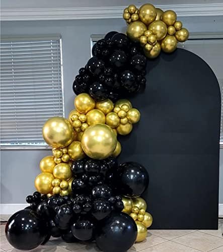 Kit de guirlanda de balão preto tcwlyfc, 130pcs 18in 12in 10in 5in tamanhos diferentes kit de balões de látex preto para o aniversário