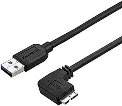 Startech.com 0,5m 20in Slim Micro USB 3.0 Cabo m/m - micro -usb de ângulo reto - USB 3.0 A a micro b - micro USB 3.1