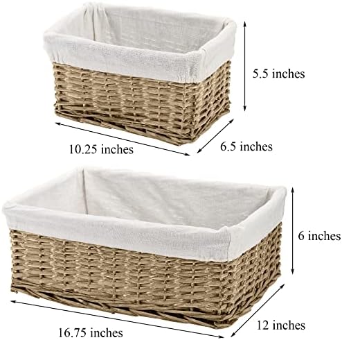 Senland 3 Pacote de pacote de cestas de armazenamento de vime artesanal, cestas de ninho de prateleira de armazenamento de tecido para despensa para o escritório prateleiras de quarto, marrom