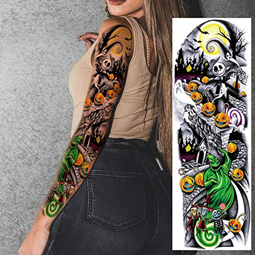 Adesivos de tatuagens de manga de aquarela falsas, tatuagens temporárias de 6 folhas de 6 folhas de 6 folhas para crianças adultas maquiagem de mulheres maquiagem