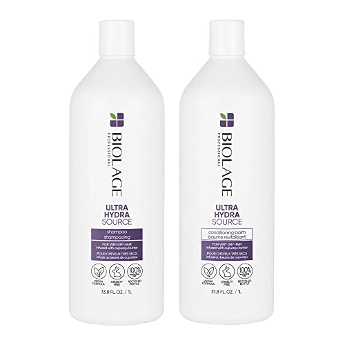 BIOLAGE Ultra Hydra Source Shampoo & Conditioner Conjunto | Condicionador profundo anti-Frizz renova a umidade do cabelo | Para cabelos muito secos | Livre de silicone | Vegano