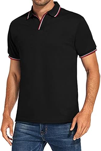 Camisas de pólo de ZDDO Mens Camisetas curtas V Neck Henley Camisa Turndown Collar Golf Tees Athletic Slim Fit Sports