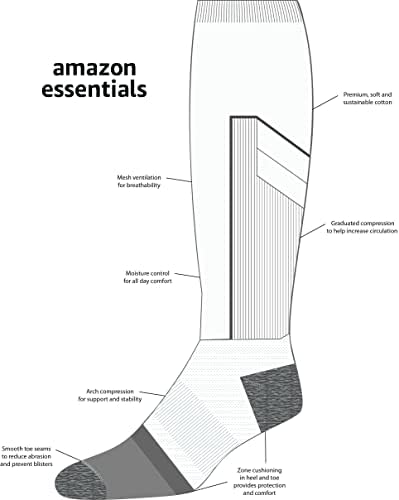 Essentials Men's Gradued Compression sobre as meias de algodão da panturrilha, 3 pares
