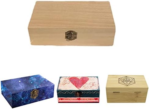 NA Caixa de madeira inacabada, caixa de armazenamento de 8x4x2,3 polegadas com tampa de dobradiça, caixa de madeira pequena com