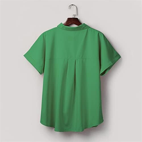 Camiseta da blusa para mulheres de verão no outono de manga curta 2023 botão de pescoço de tartaruga para baixo