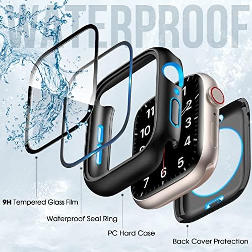 5 PCs [2 em 1] Caixa à prova d'água compatível com Apple Watch Case de 44mm Protetor de tela SE Série 6 5 4, Dabaoza 360 Tampa