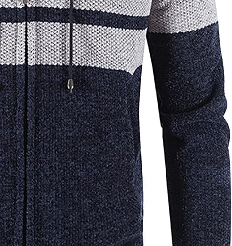 Cardigan suéter de malha de zíper de zíper masculino Bloco de lã de lã de com capuz de moletom com capuz de moleto de