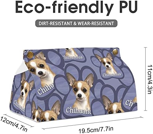 Caixa de lenço de papel de pata de pata de cachorro Chihuahua