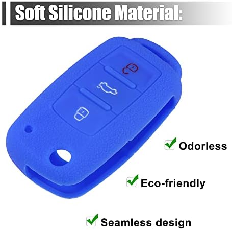 X Autohaux 1pcs Silicone Key FOB Fit para Volkswagen jetta gti passat golfe tiguan touareg cc eos mar azul marinho