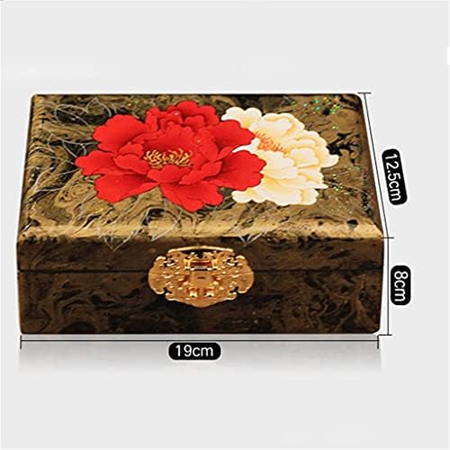 ZSEDP Jewelry-Box Storage Vintage de estilo chinês com Lock Wedding-Gift Home Decoration Organizer Storage