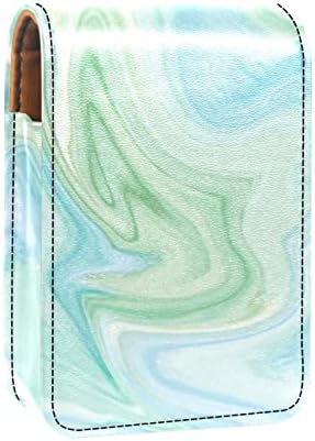 Caso de batom Oryuekan, bolsa de maquiagem portátil fofa bolsa cosmética, organizador de maquiagem do lipstick, padrão de mármore azul verde arte moderna