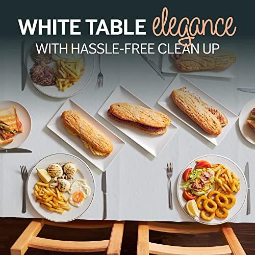 Houzzkkingz USA Towloths de mesa para tabelas de retângulo | 54 ”x 108” - 25 pacote | Talha de mesa descartável de papel branco | Pressão premium de 3 bly e toalhas de mesa de plástico para festas descartáveis
