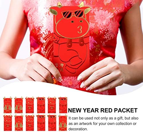 Envelopes decorativas do bestoyard 12pcs 2021 envelopes vermelhos do ano novo chinês o ano ox chinês Lucky Money