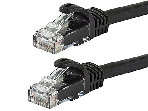 MONOPRICE FLEXBOOT CAT6 Ethernet Patch Cable - Network Internet Cord - RJ45, encalhado, 550MHz, UTP, fio de cobre nua puro, 24awg, 10ft, preto