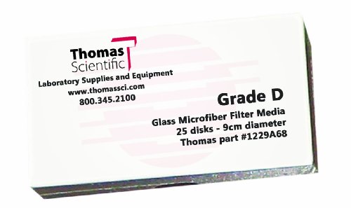 Thomas D9000-4 Filtro de microfibra de vidro de borossilicato, 2,7 mícrons, fluxo rápido, grau D, 9cm de diâmetro