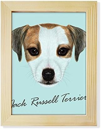 Dihythinker Jack Russell Terrier Pet Pet Animal Desktop Adorn Photo Frame Exibir arte pintura de madeira