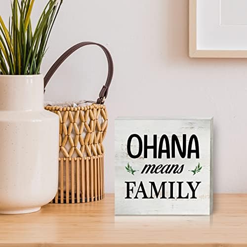 Ohana significa Family Wood Box Sign Decoração de casa Citação de família Rússica Caixa de madeira Placa Bloco de Bloco