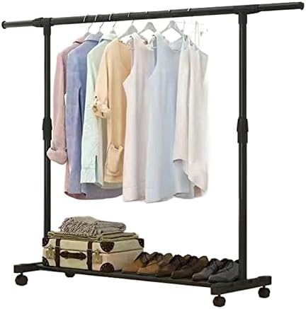Rack de roupas Rack de roupas de metal resistente comprimento do rack e altura retrátil 35.4-59,1 polegadas Rolamento